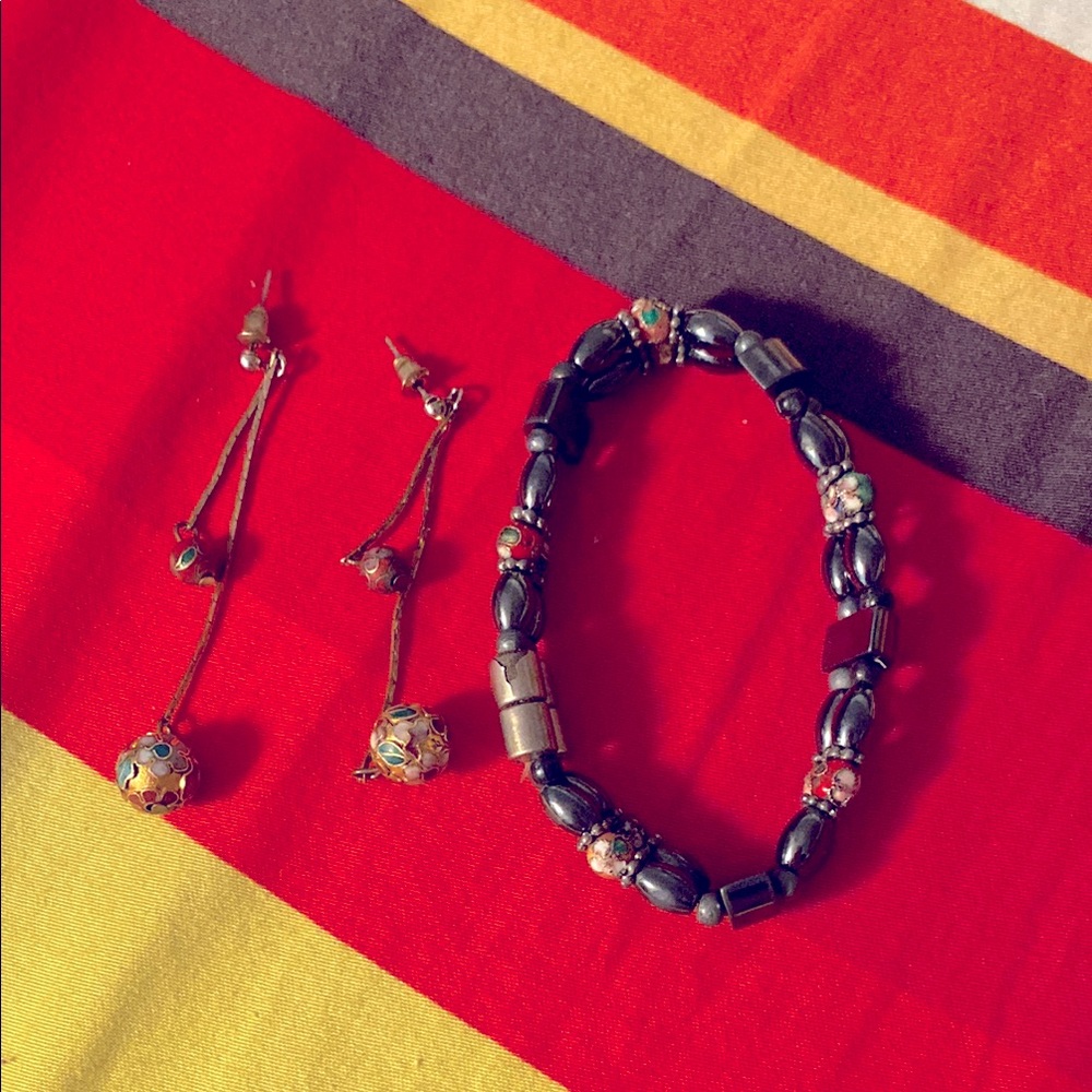 Elegant Black and Silver Beaded Jewelry Set